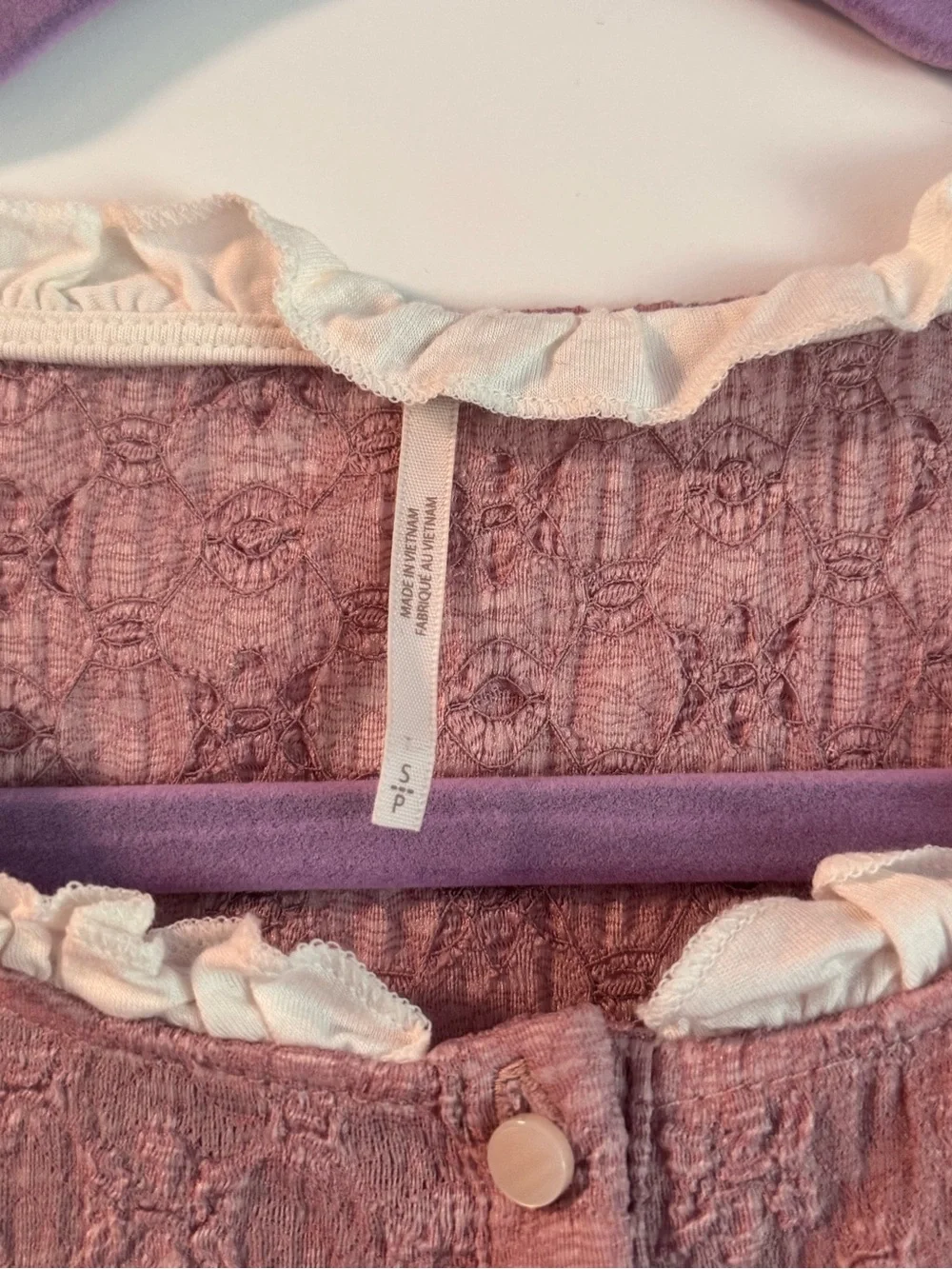 Free People Blackbird Cardi Textured Ruffle-Trim Button Top